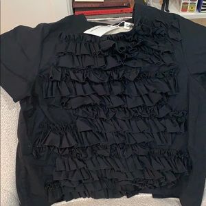 NWT Comme des Garcons Black Ruffled Blouse